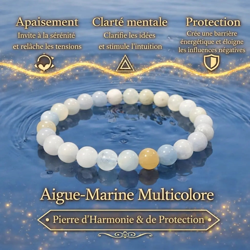 Bracelets-Aigue-Marine-Pierre-de-Sérénité-Communication La Boutique du Dragon