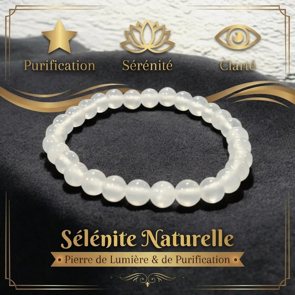 Bracelets-en-Sélénite-Pierre-de-Purification-Sérénité La Boutique du Dragon