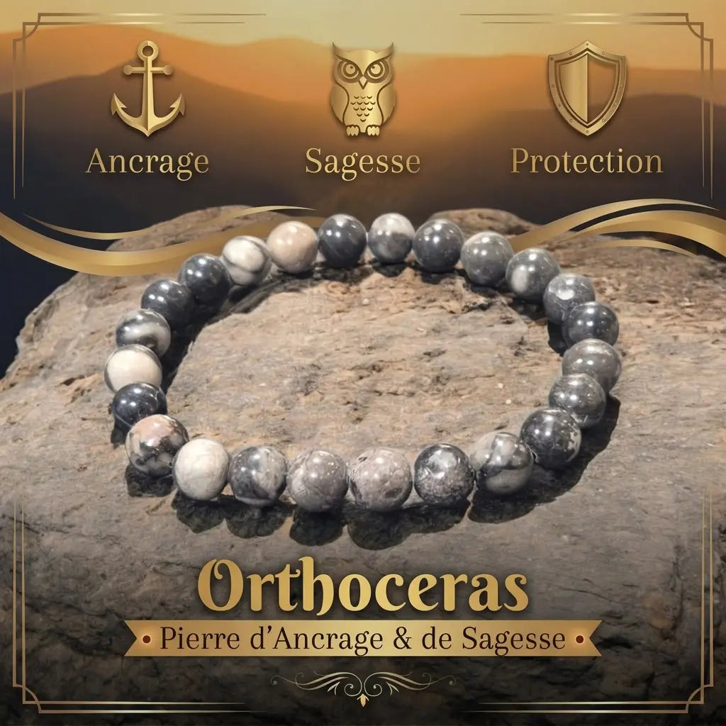 Bracelets-en-Orthoceras-Pierre-d-Ancrage-Évolution La Boutique du Dragon