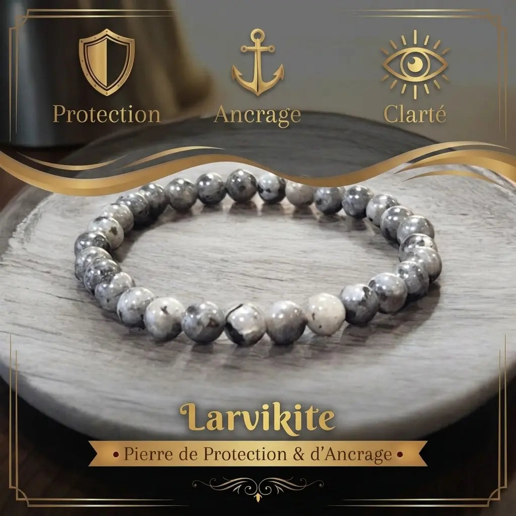 Bracelets-en-Larvikite-Pierre-de-Protection-Ancrage La Boutique du Dragon