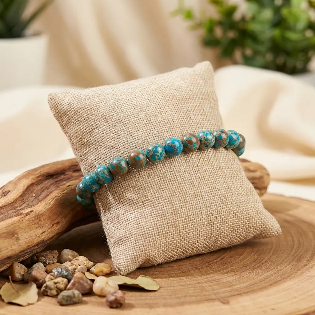 Bracelets-en-Chrysocolle-Pierre-d-Apaisement-Expression La Boutique du Dragon