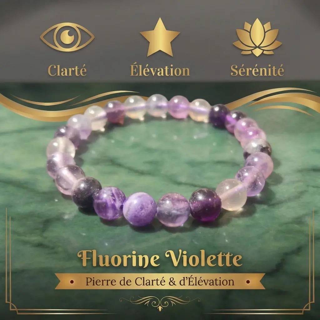Bracelets-en-Fluorine-Pierre-de-Clarté-Concentration La Boutique du Dragon