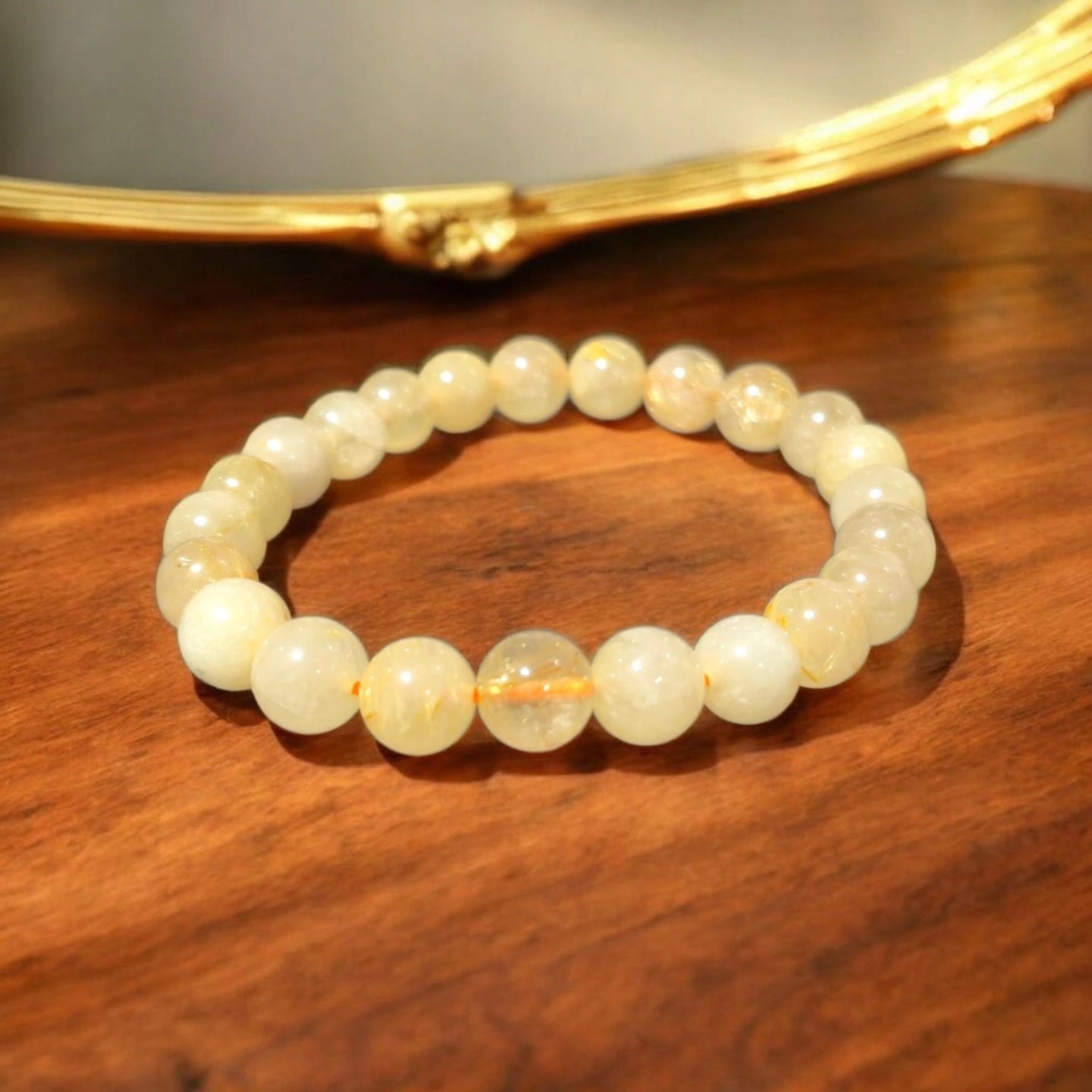 Cristal de Roche Rutile 8mm Tibet Qualité AB