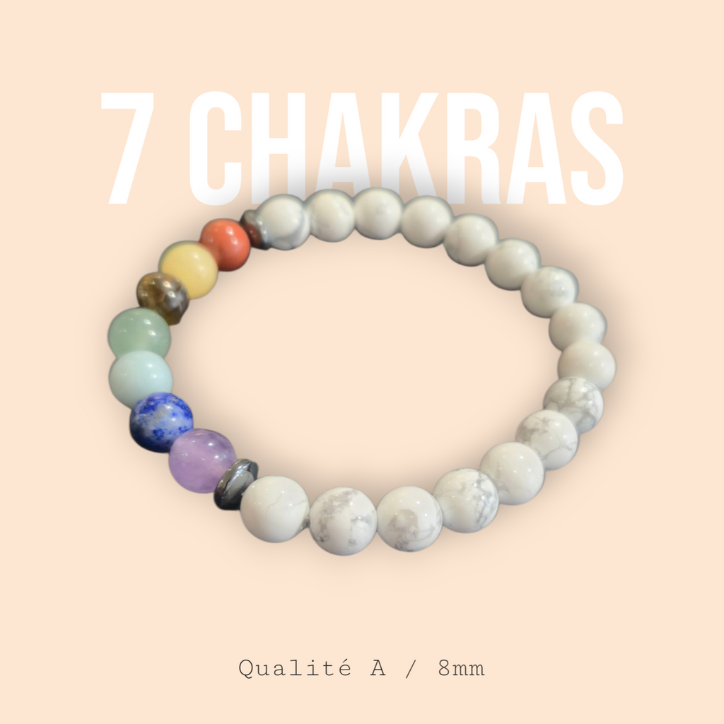 7 Chakras Howlite 8mm Canada Qualité A