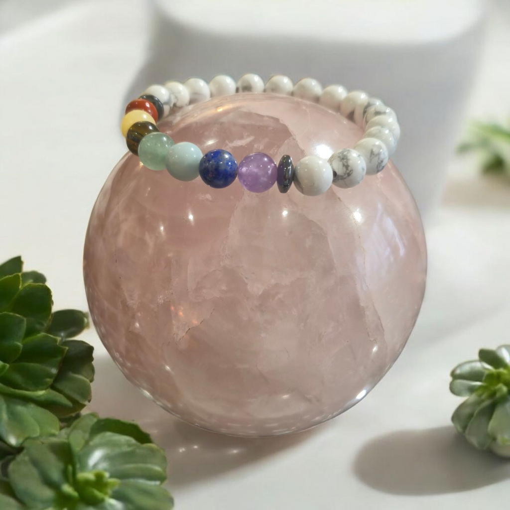 7 Chakras Howlite 8mm Canada Qualité A