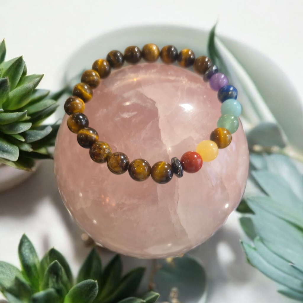 7 Chakras Oeil De Tigre 8mm Afrique du Sud Qualité A