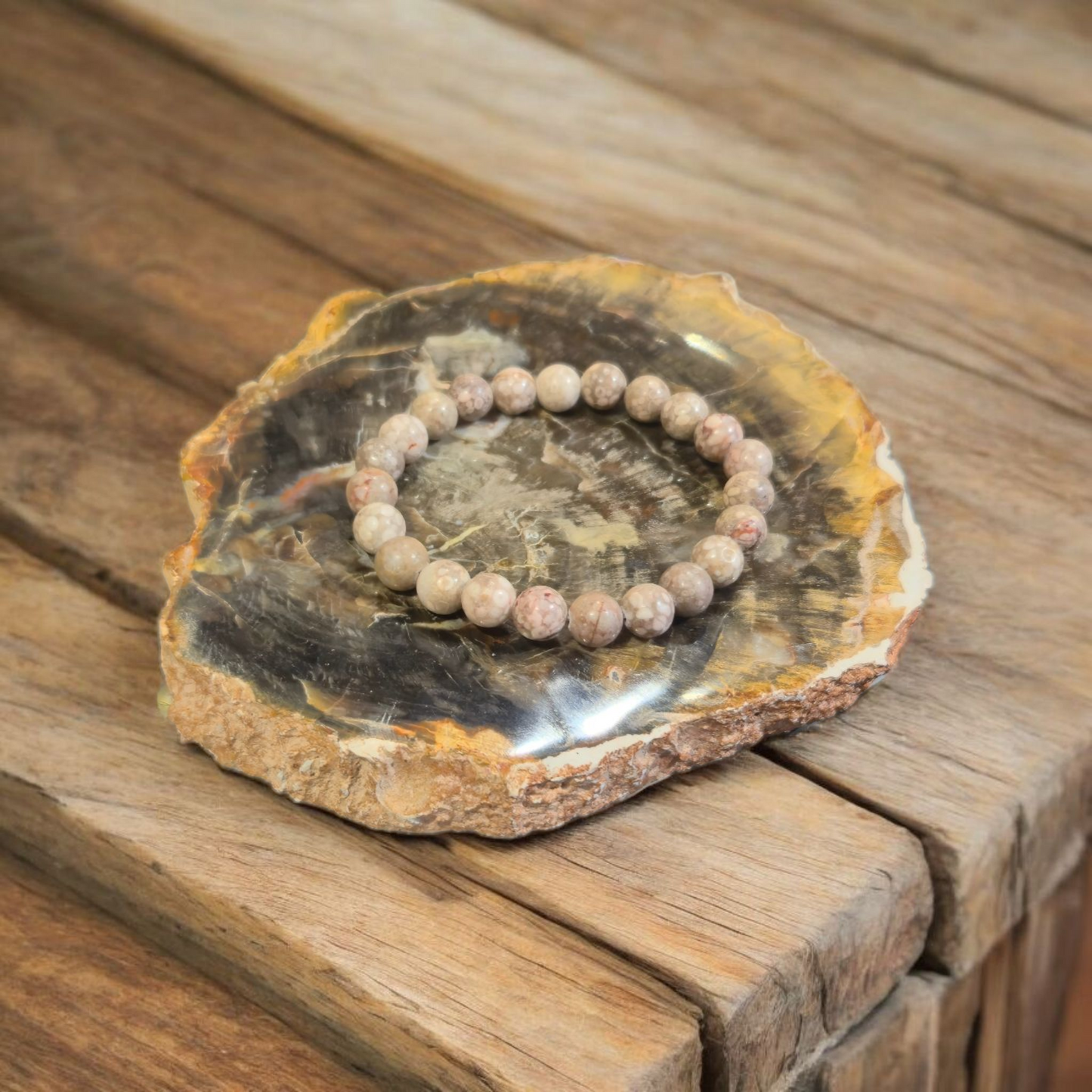 Bracelet Agate Fossile