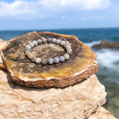 Bracelet Agate Feuille de Bambou