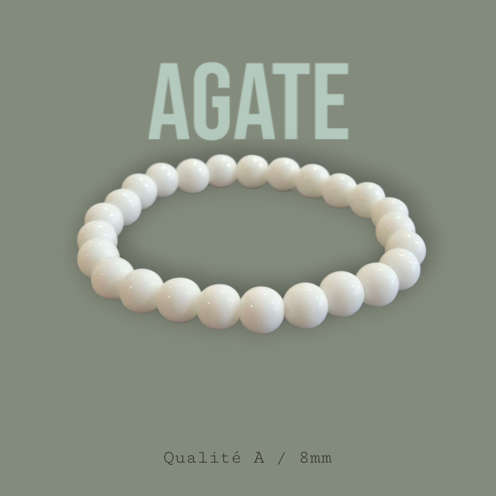 Agate Blanche 8mm Brésil Qualité A