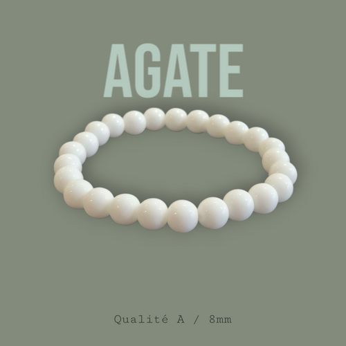Agate Blanche 8mm Brésil Qualité A