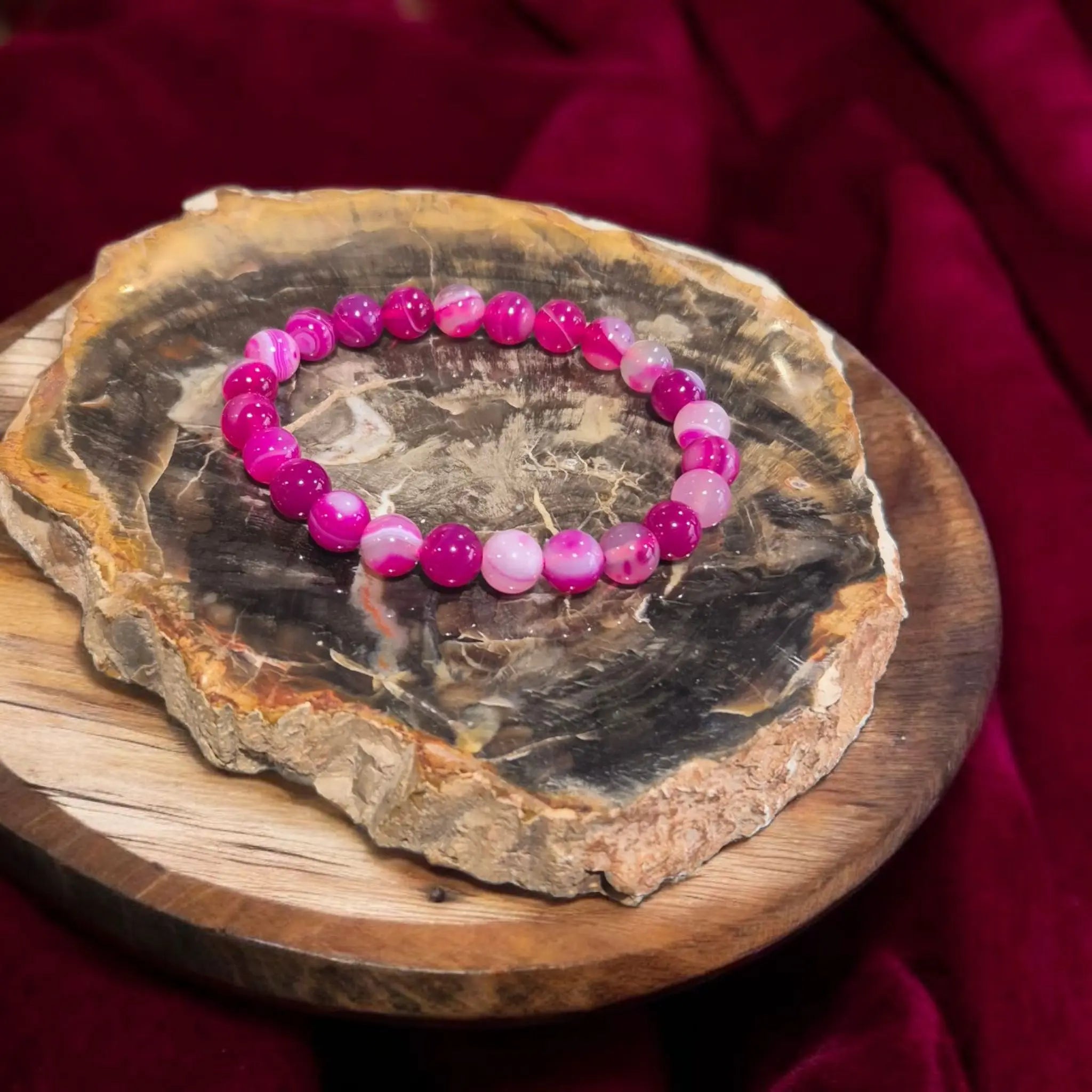 Bracelet Agate Naturelle et Teintées La Boutique du Dragon