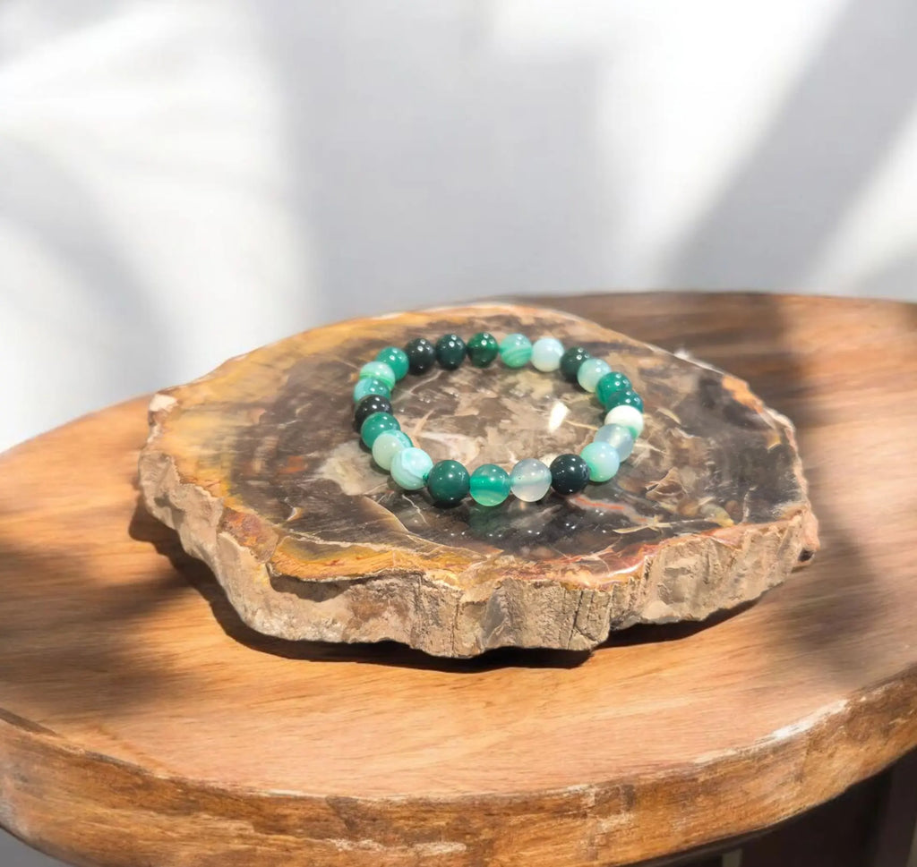 Bracelet Agate Naturelle et Teintées La Boutique du Dragon