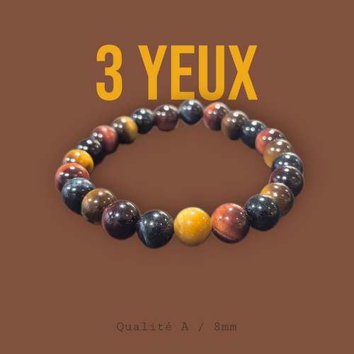 3 Yeux Tigre Taureau Faucon 8mm Qualité A