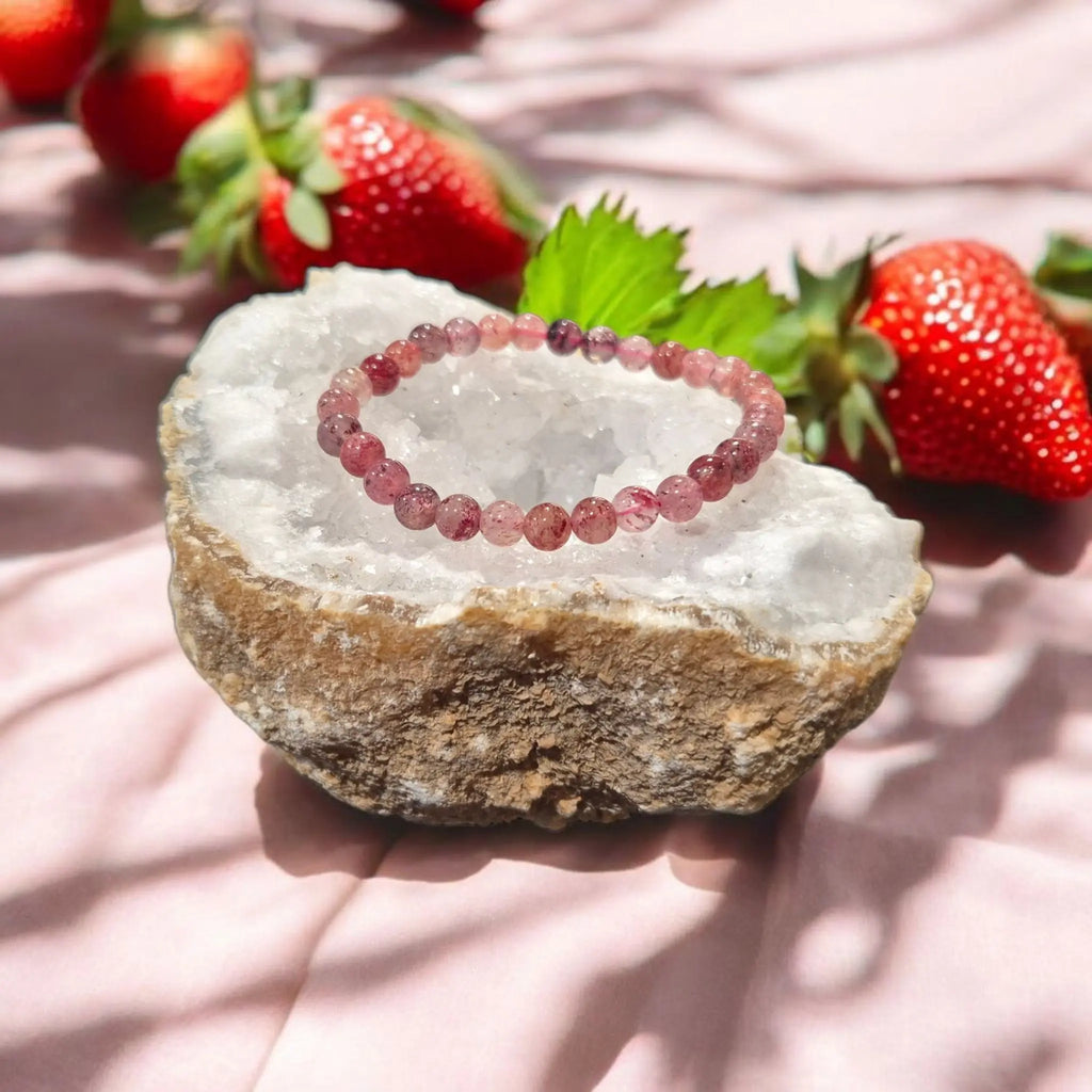 Bracelet en Quartz Hématoïde (Fraise) La Boutique du Dragon