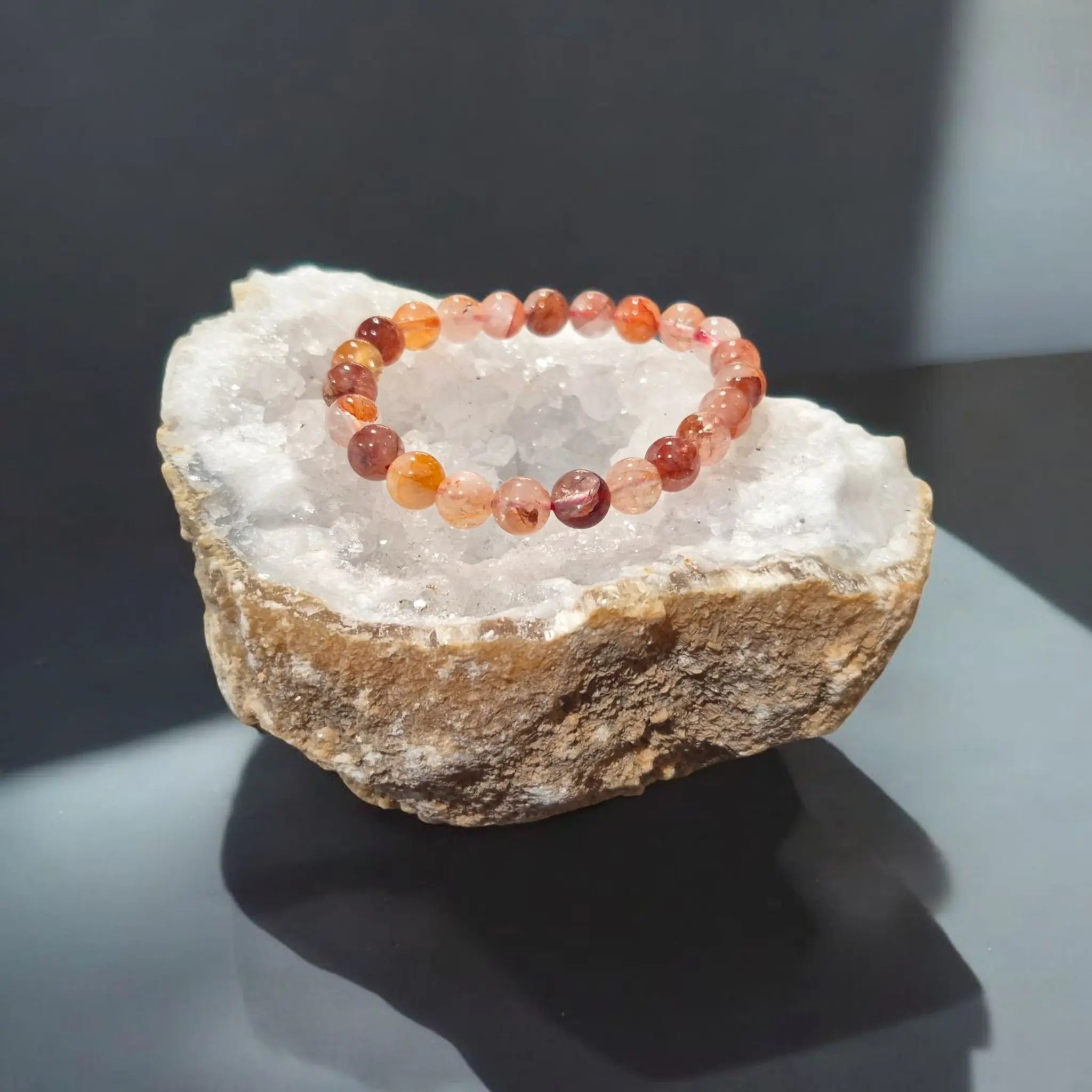 Bracelet en Quartz Hématoïde (Fraise) La Boutique du Dragon