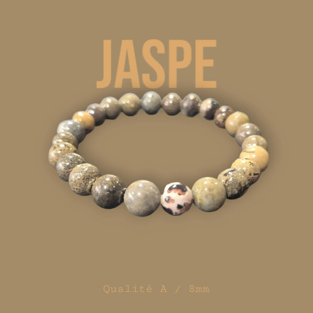 Bracelet en Jaspe Monochrome La Boutique du Dragon