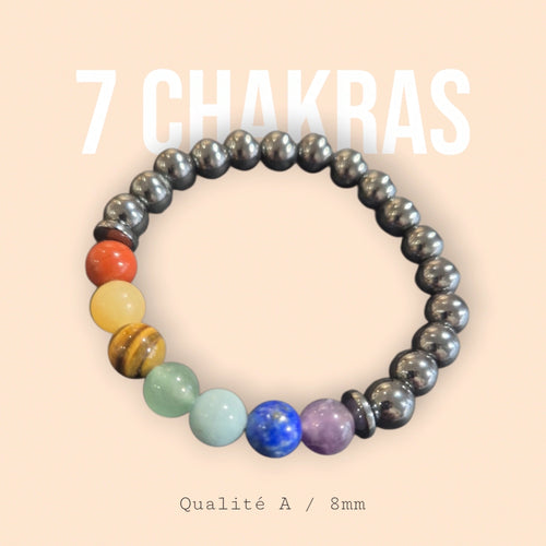 7 Chakras Hématite 8mm Amérique du Nord Qualité A