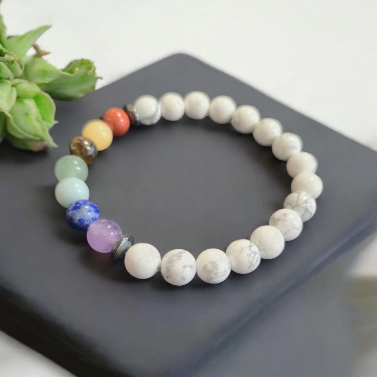 7 Chakras Howlite 8mm Canada Qualité A