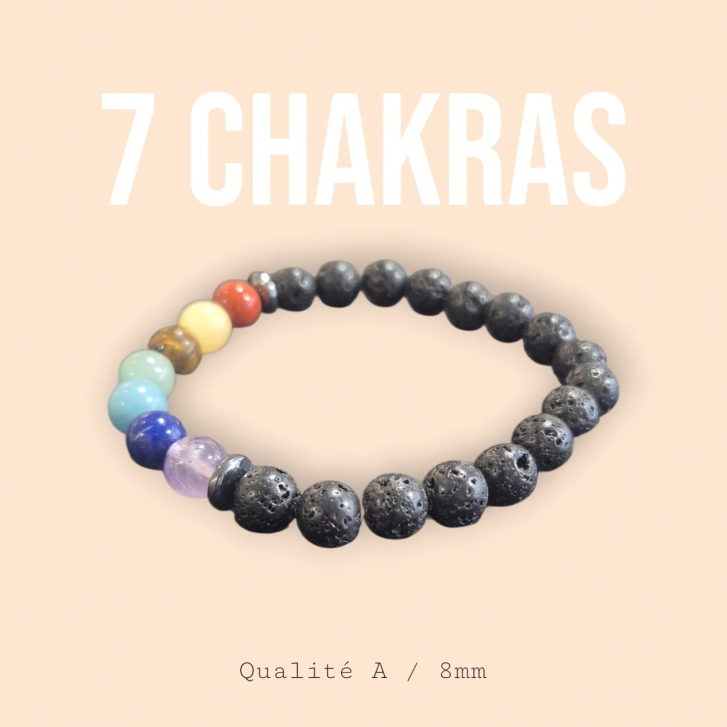 7 Chakras Pierre De Lave 8mm Islande Qualité A