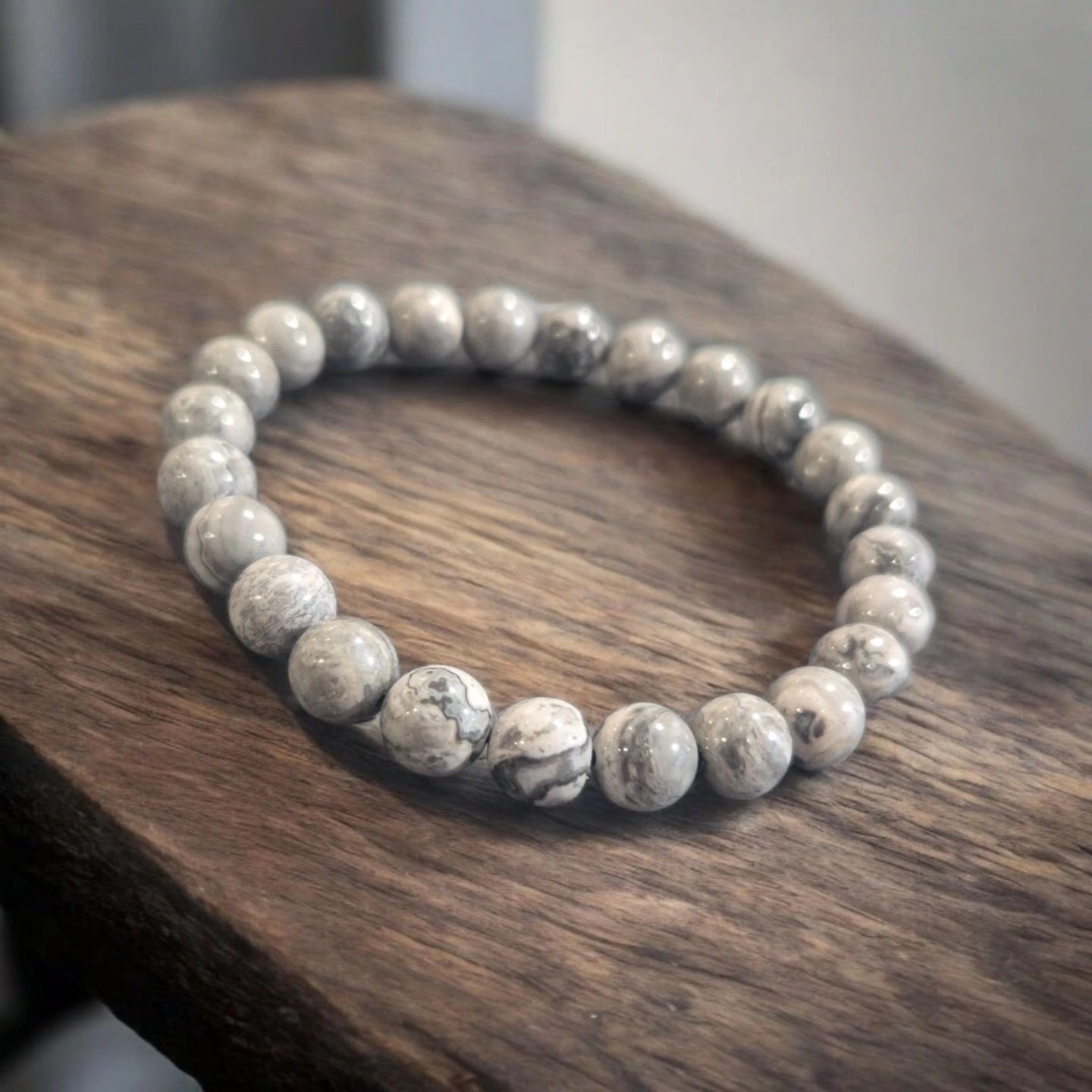 Agate Crazy Lace grise 8mm Mexique Qualité A