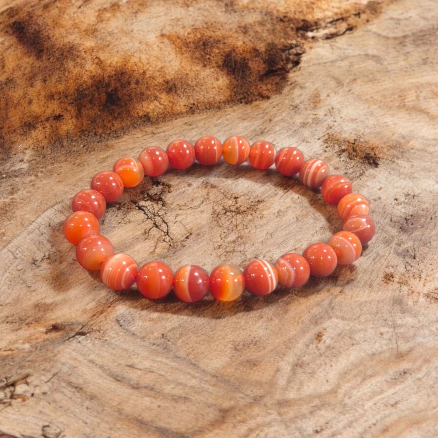 Agate Orange du Botswana 8 mm Qualité A.