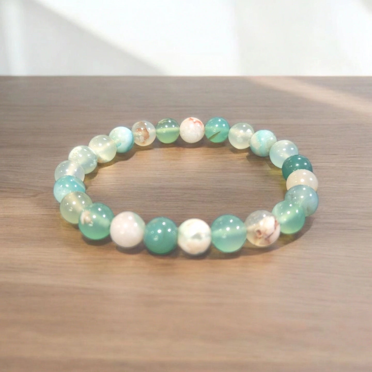 Agate Fleur de Cerisier Verte 8mm Madagascar Qualité A