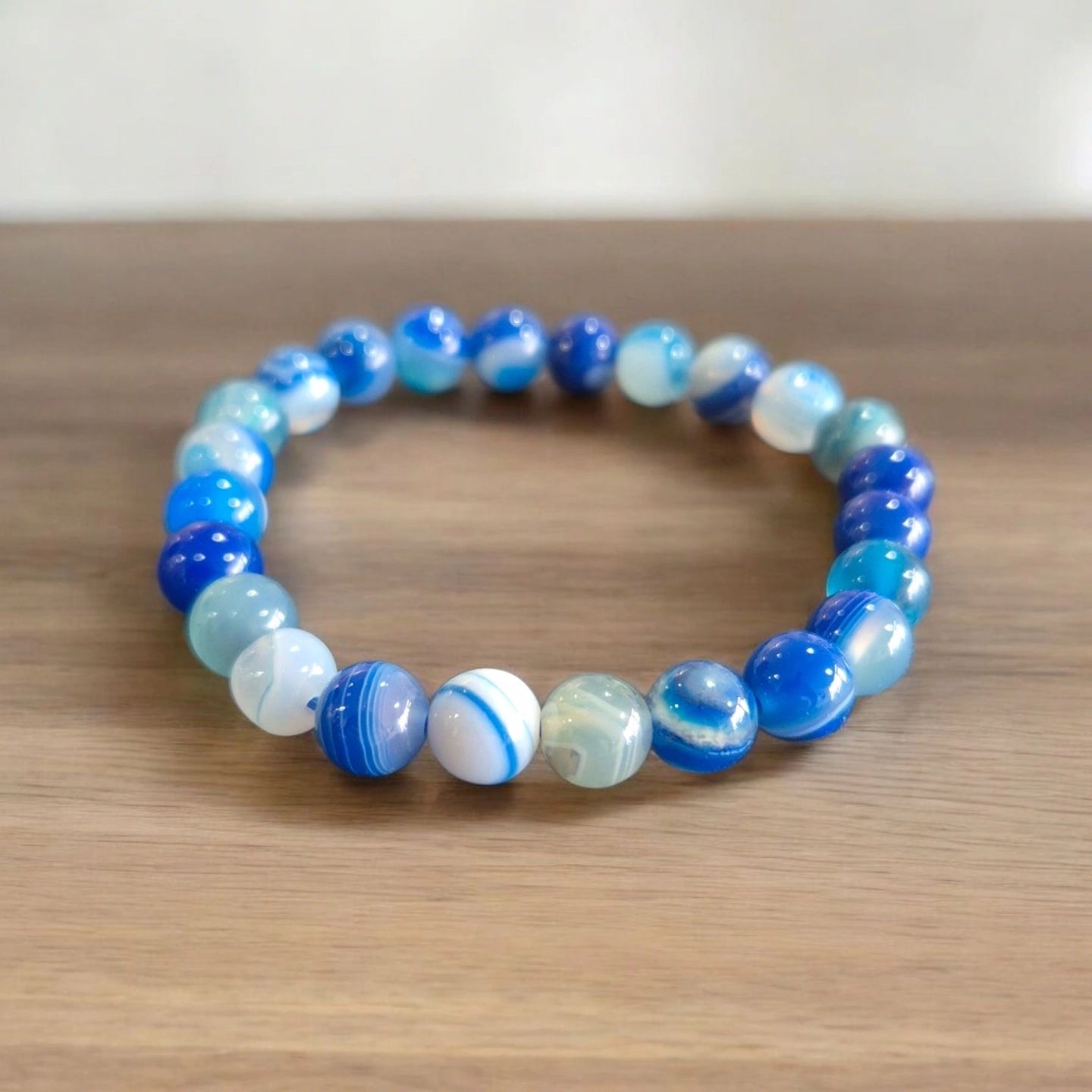 Agate Bleue 8mm Brésil Qualité A