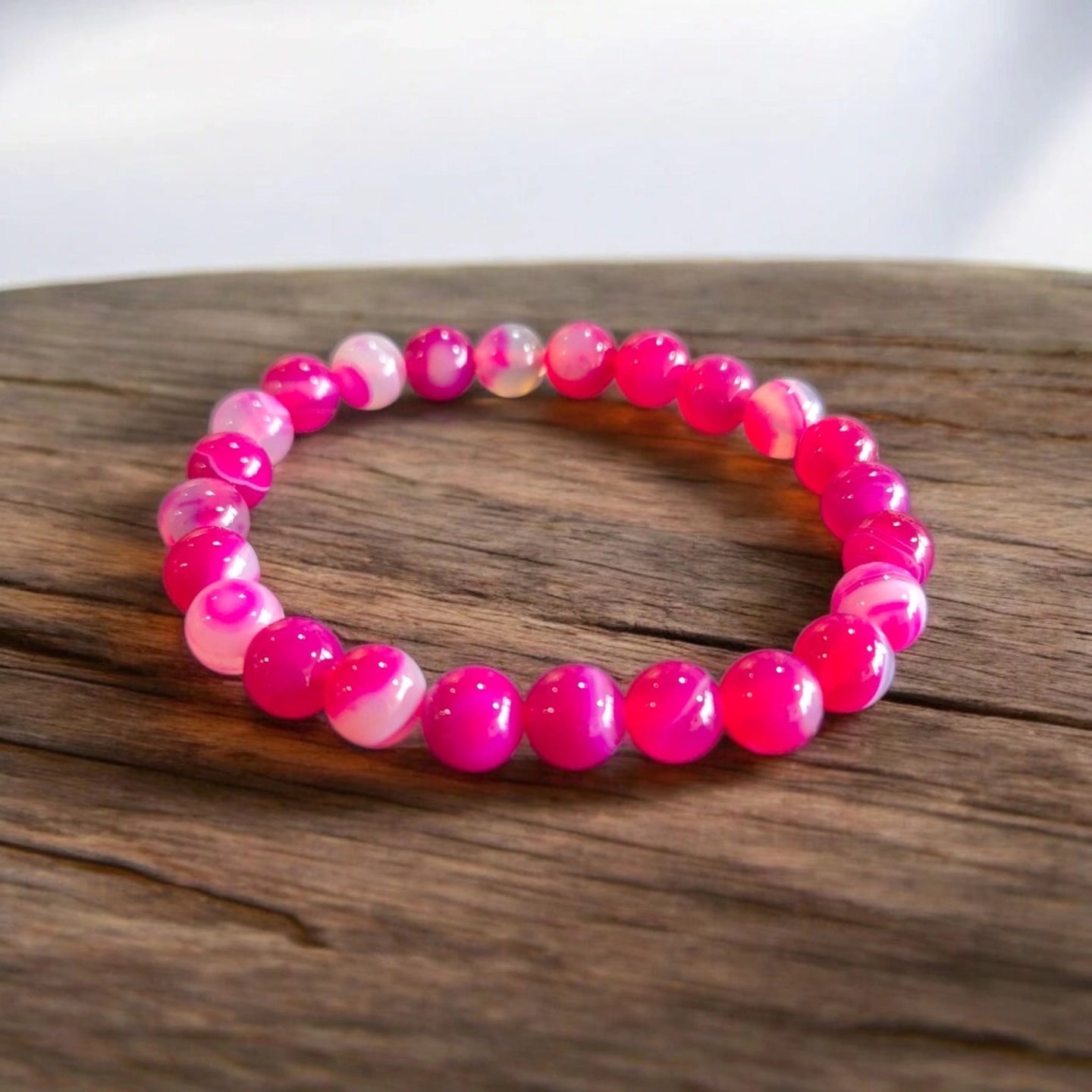 Agate Fuchsia 8mm Brésil Qualité A