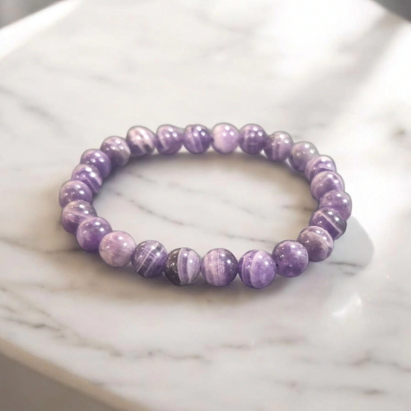 Améthyste Rubanée 8mm Brésil Qualité AA