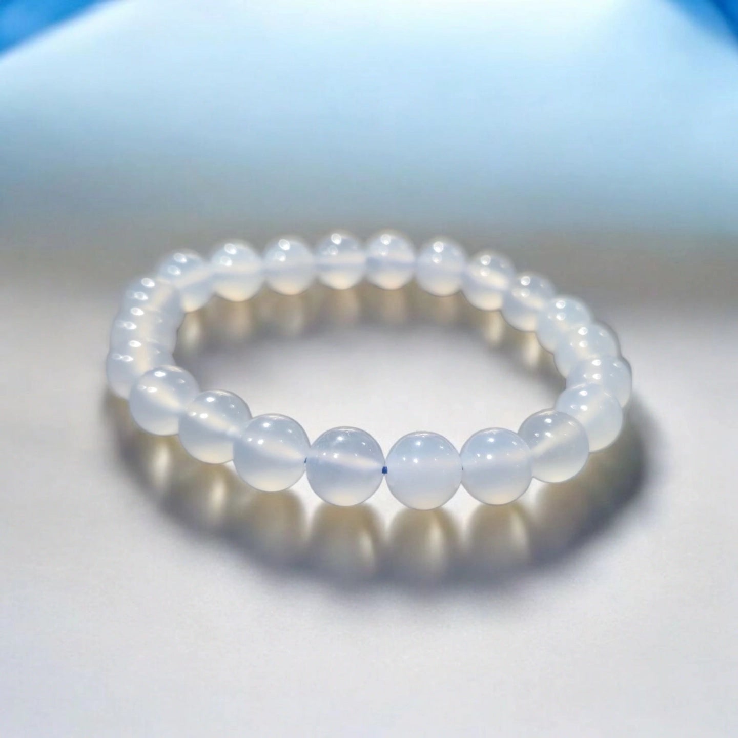 Calcédoine Bleue 8mm Namibie Qualité AA