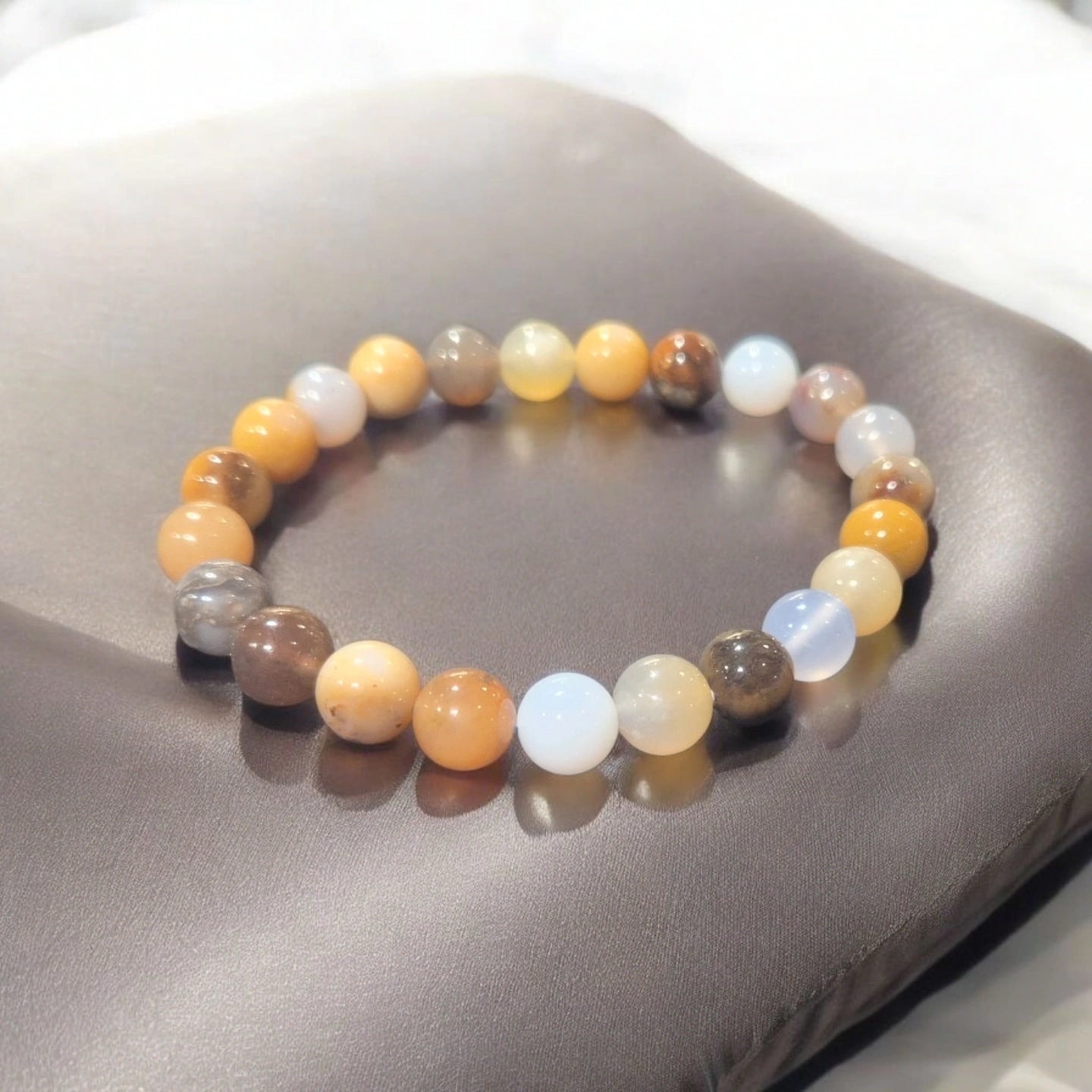 Calcédoine Multicolore 8mm Brésil Qualité A