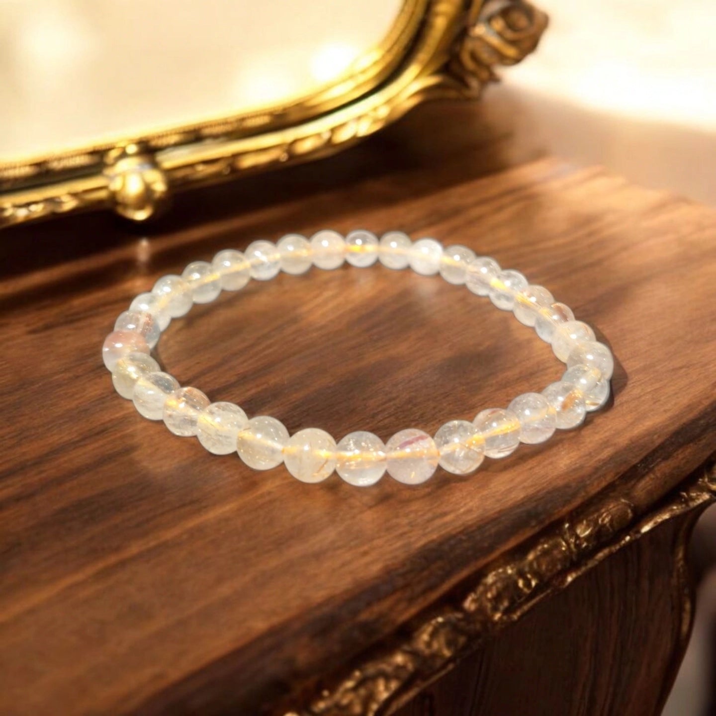 Cristal de Roche inclusion Rutile 6mm Tibet Qualité A