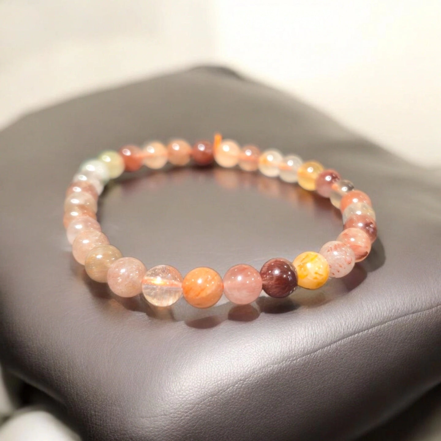 Cristal de Roche Rutile Multicolore 6mm Tibet Qualité A