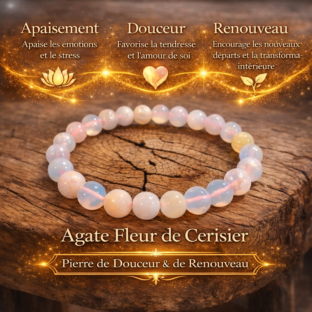 Bracelet Agate Fleur de Cerisier