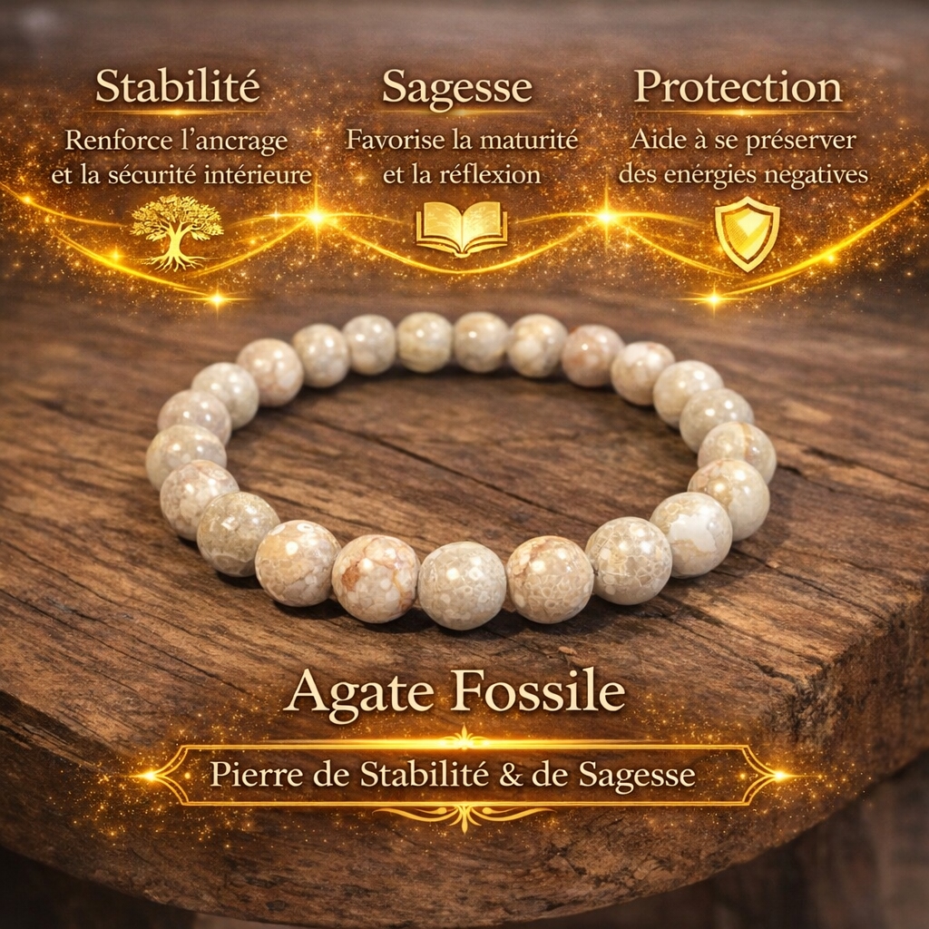 Bracelet Agate Fossile