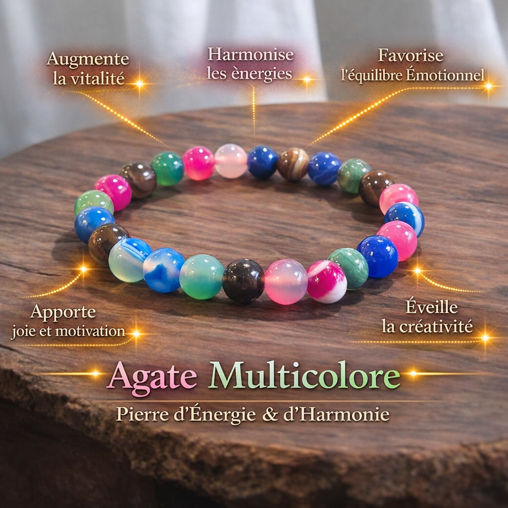 Bracelets Agate Naturelle et Teintées