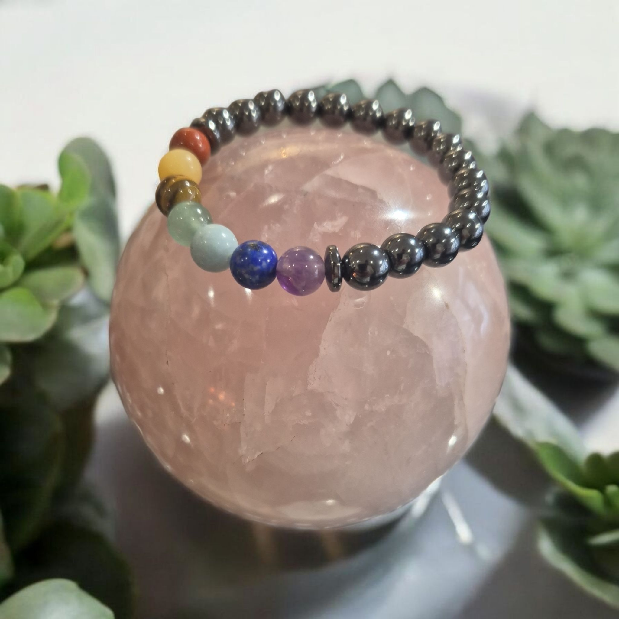 7 Chakras Hématite 8mm Amérique du Nord Qualité A