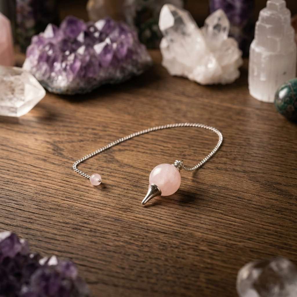 Pendule en Quartz Rose La Boutique du Dragon