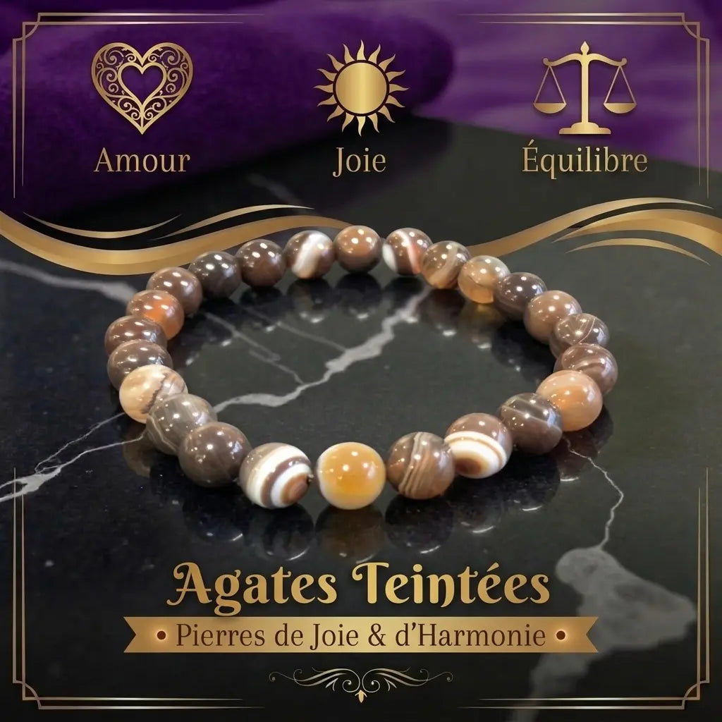 Bracelet Agate Naturelle et Teintées La Boutique du Dragon