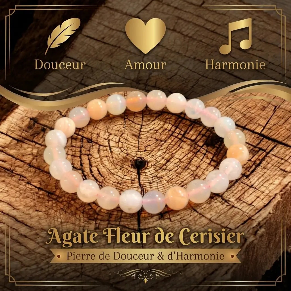 Bracelet Agate Fleur de Cerisier La Boutique du Dragon