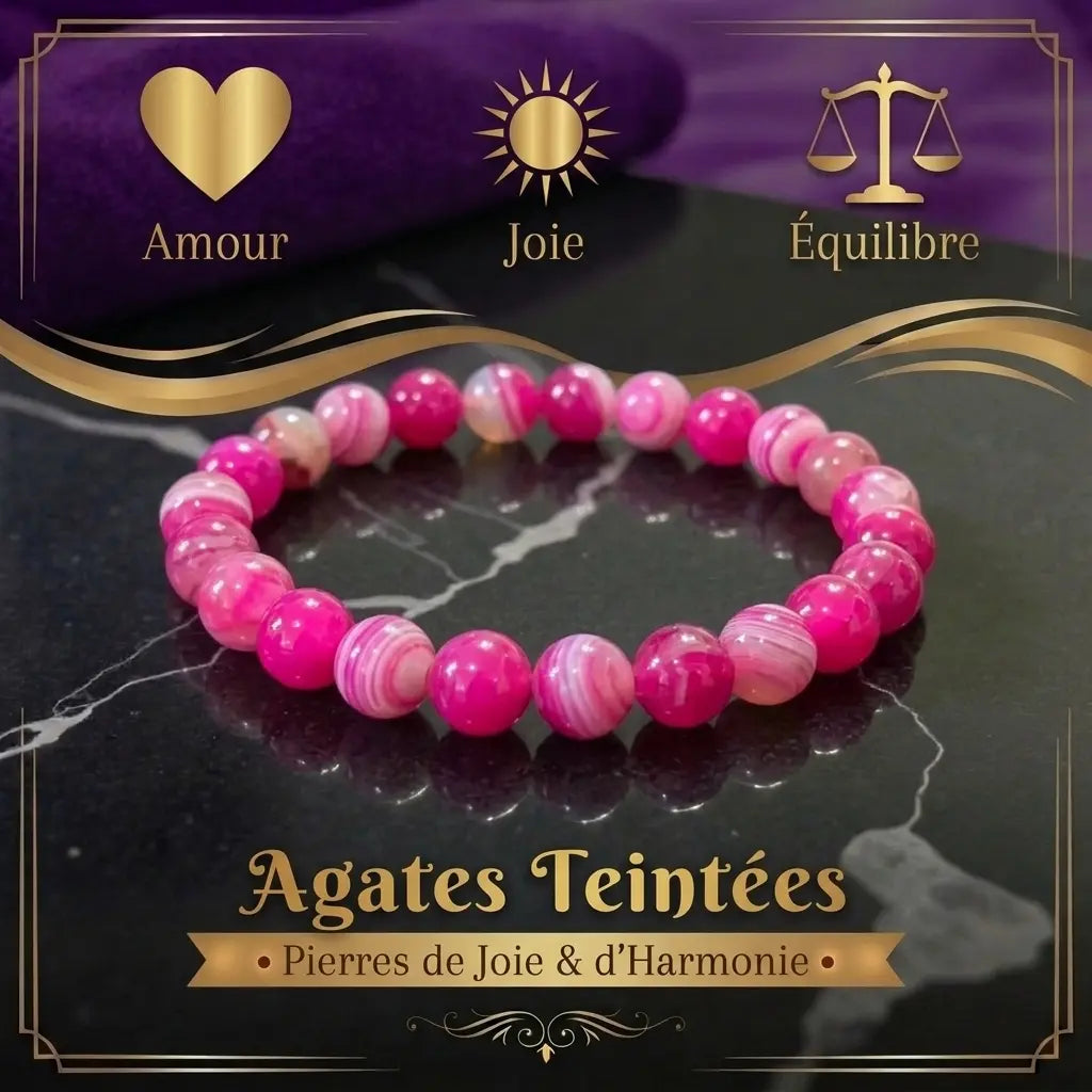 Bracelet Agate Naturelle et Teintées La Boutique du Dragon