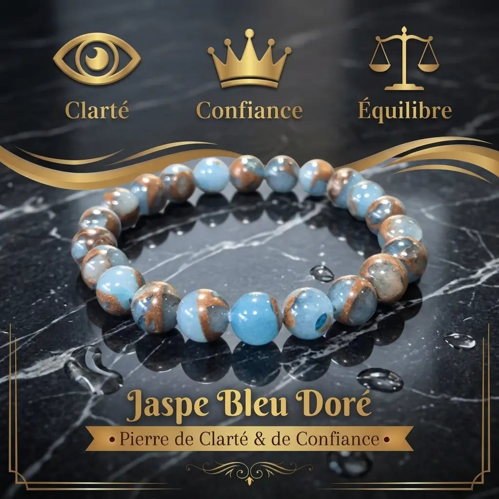 Bracelet en Jaspe Bleu Doré La Boutique du Dragon