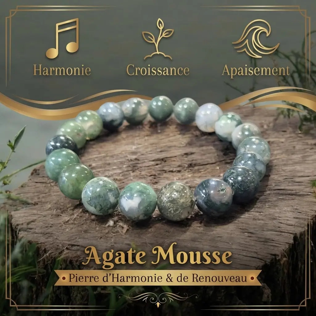 Bracelet Agate Mousse La Boutique du Dragon