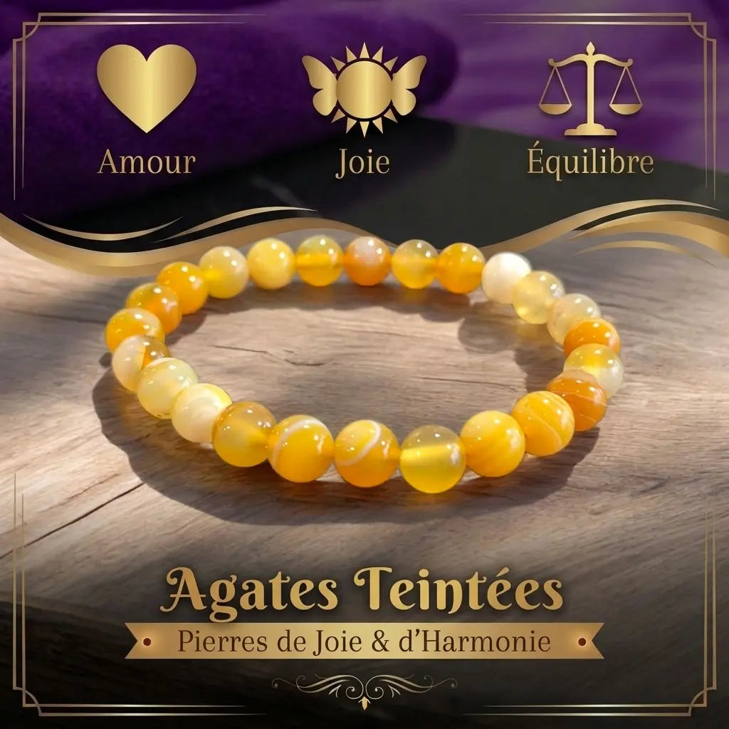 Bracelet Agate Naturelle et Teintées La Boutique du Dragon