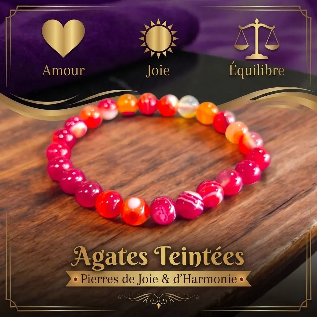 Bracelet Agate Naturelle et Teintées La Boutique du Dragon