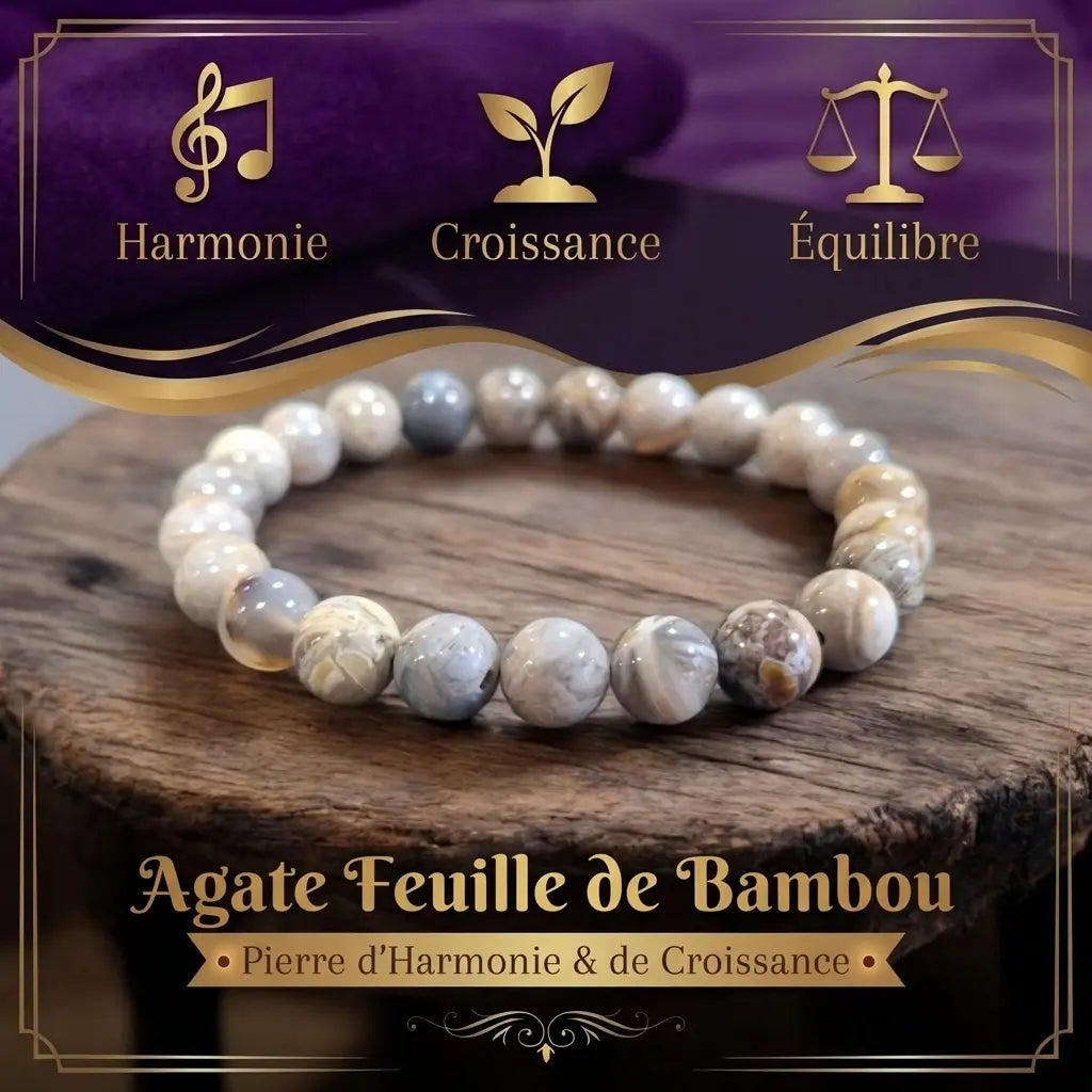 Bracelet Agate Feuille de Bambou La Boutique du Dragon