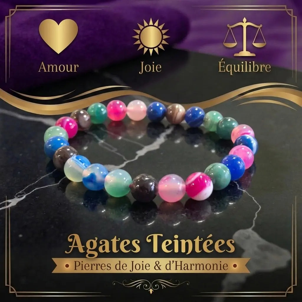 Bracelet Agate Naturelle et Teintées La Boutique du Dragon