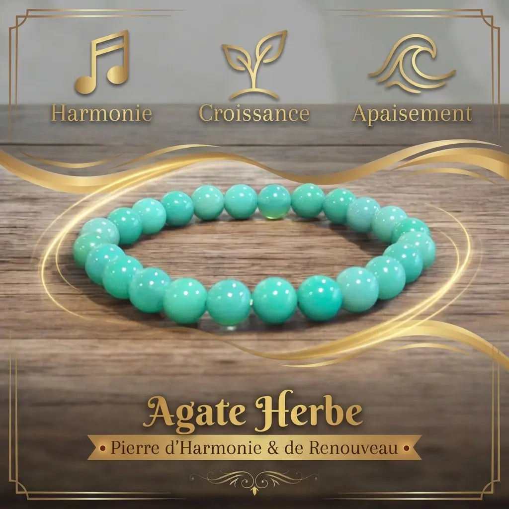 Bracelet Agate Herbe La Boutique du Dragon