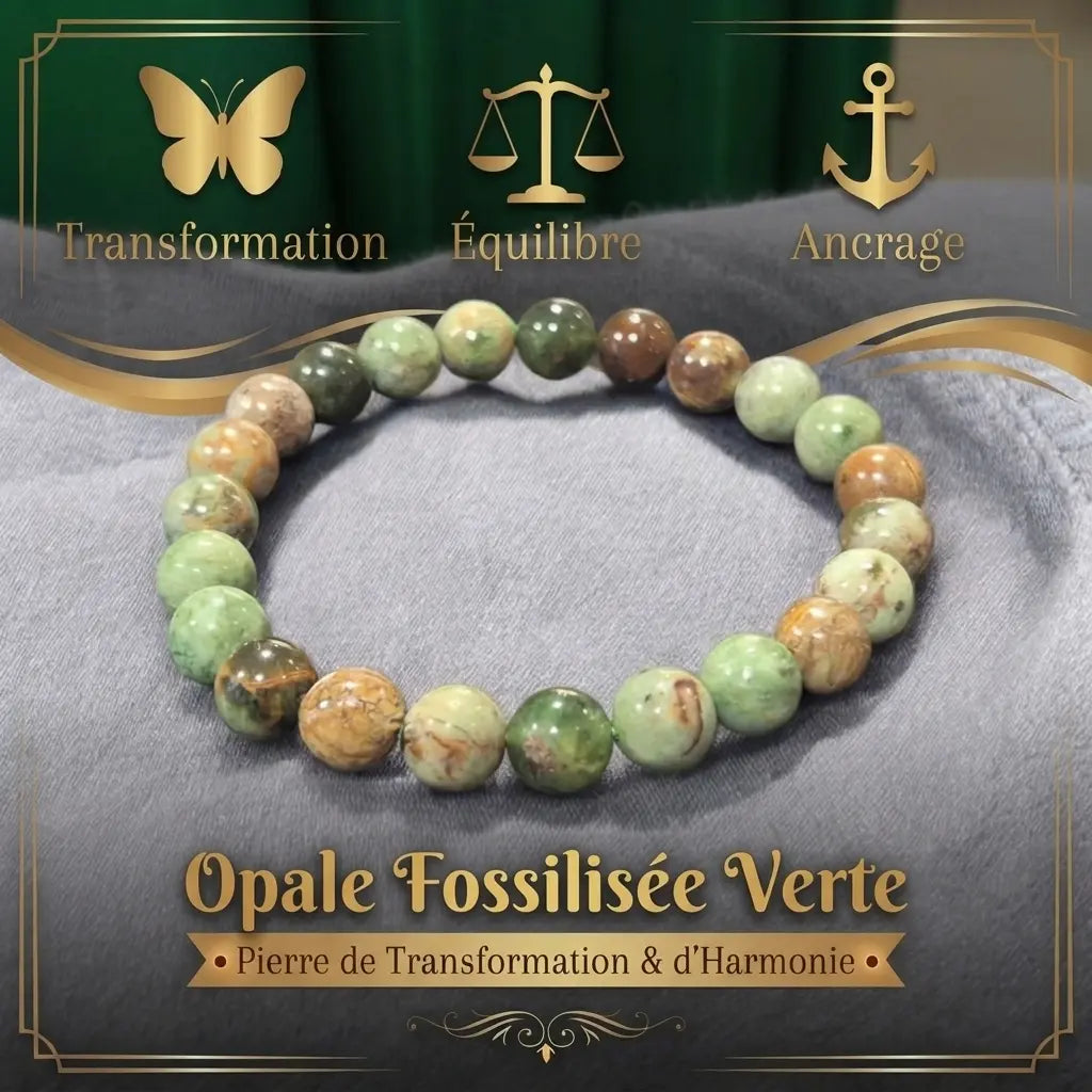 Bracelet en Opale Fossilisée Verte La Boutique du Dragon