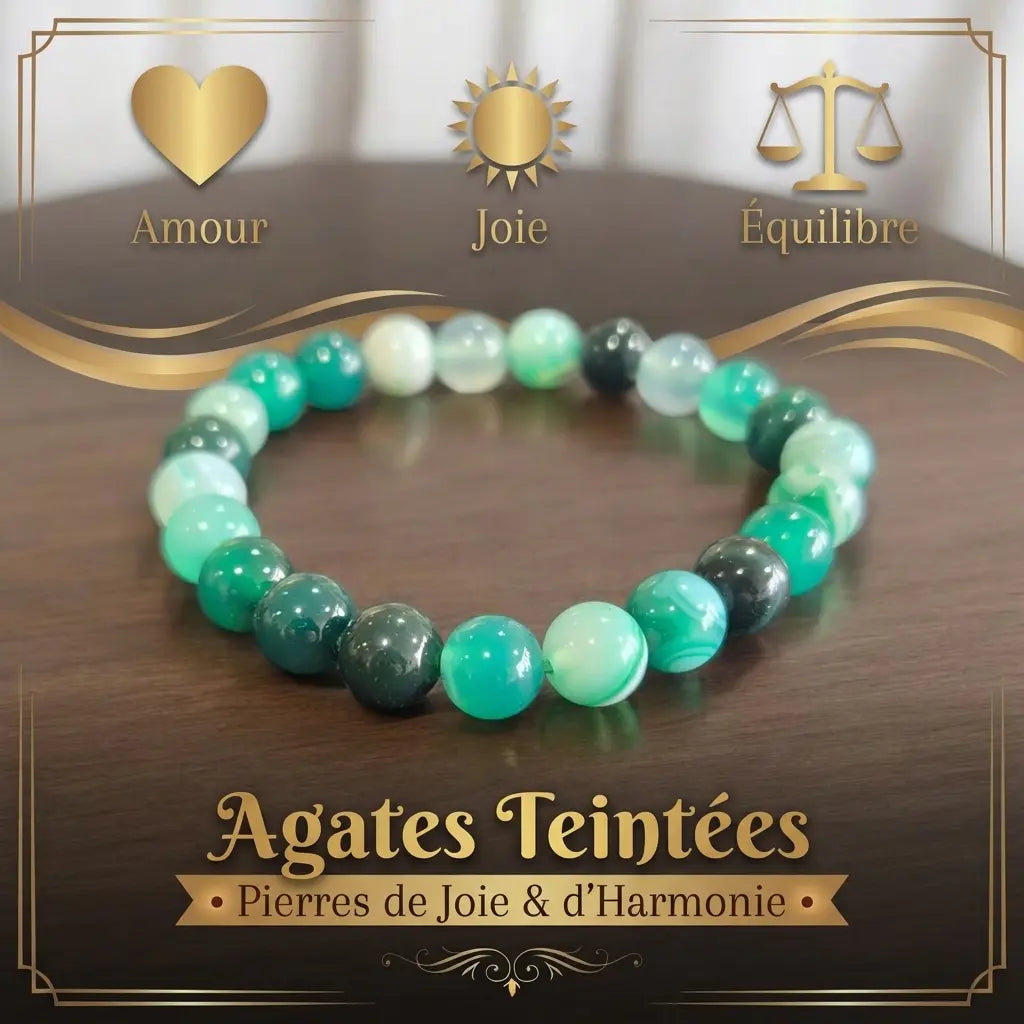 Bracelet Agate Naturelle et Teintées La Boutique du Dragon